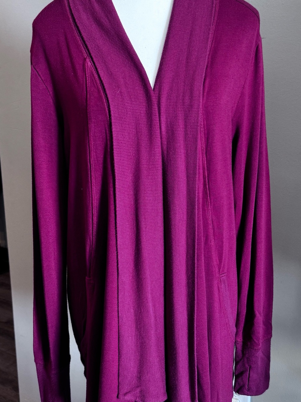 Athleta Open-Front Draped Cardigan in Magenta